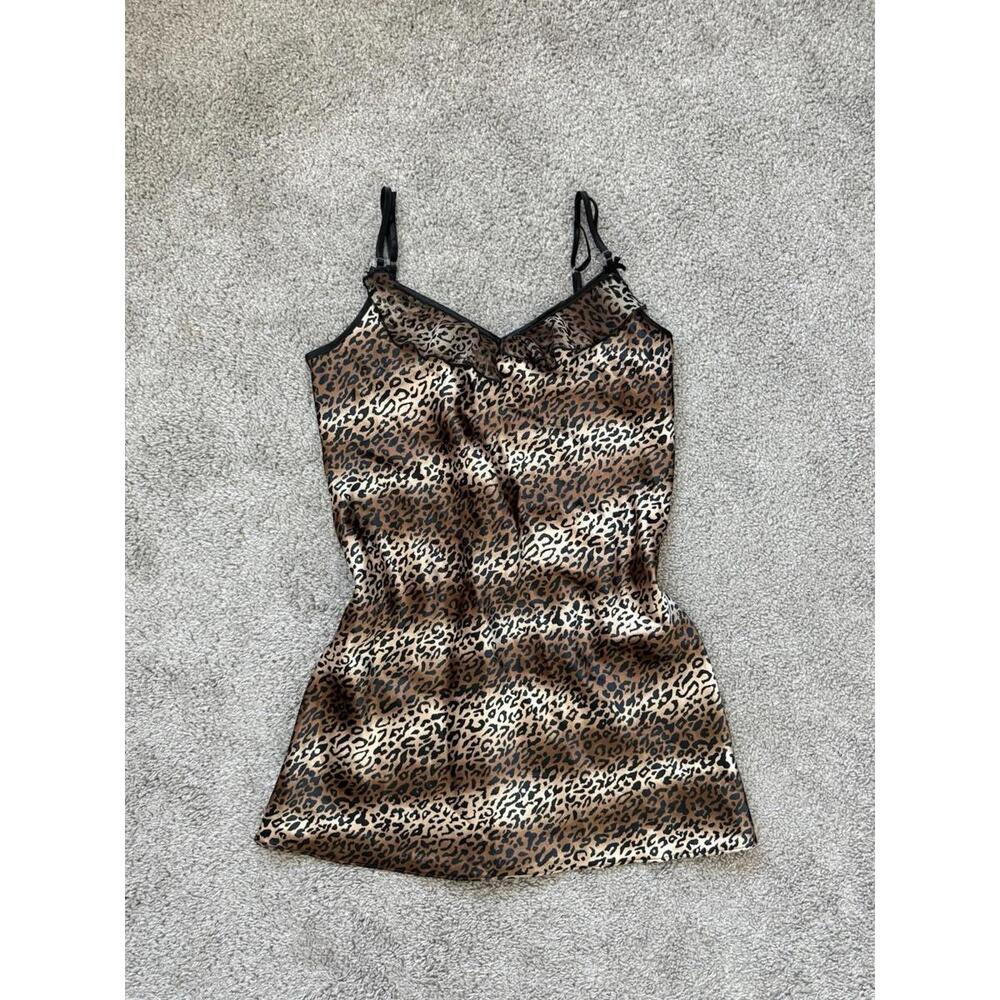 Kathryn Women’s Sz M Lingerie Chemise Nightie Slip Dress Leopard Print Satin